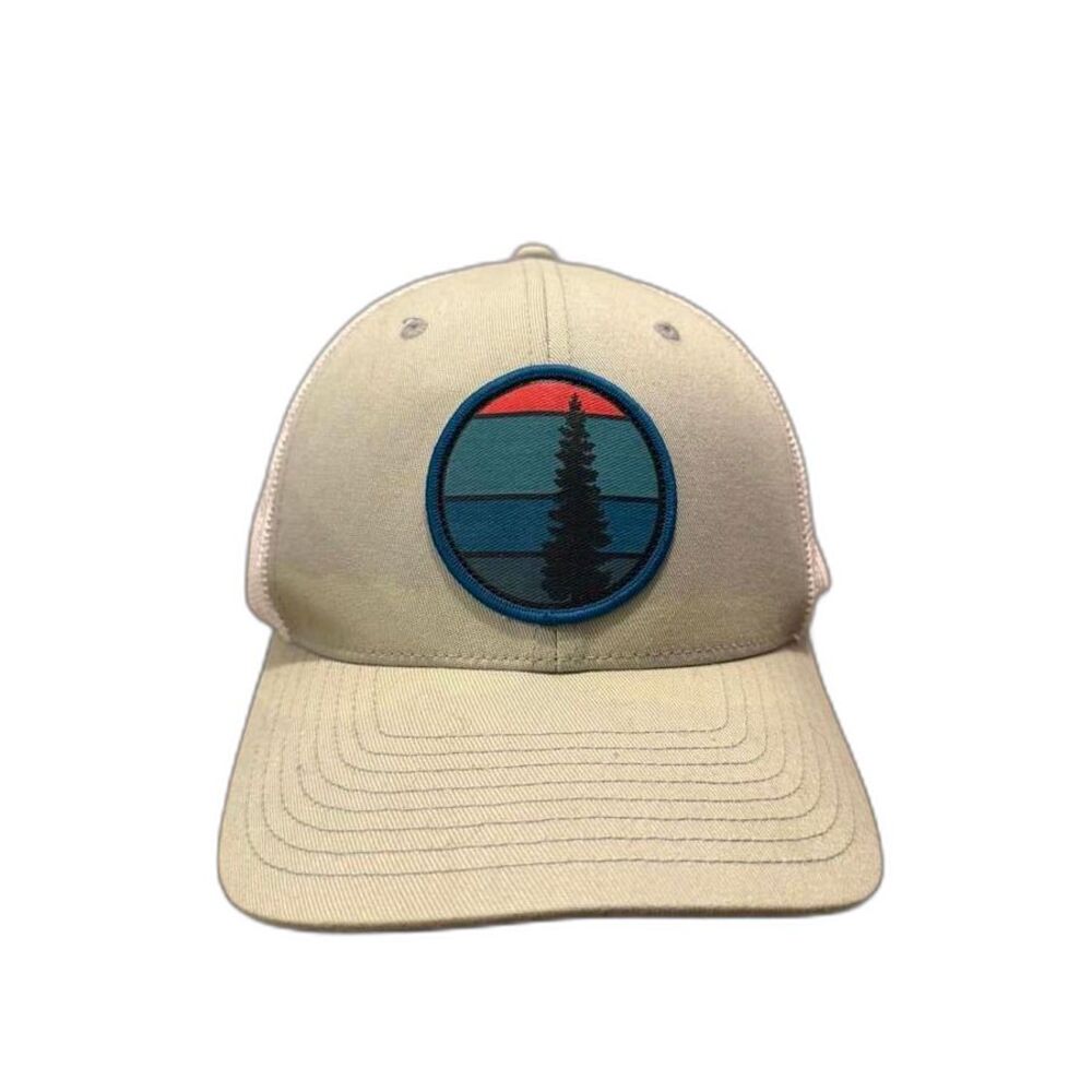 Columbia Mesh Back Baseball Cap Tree Patch Flexfit Trucker Hat Gray White